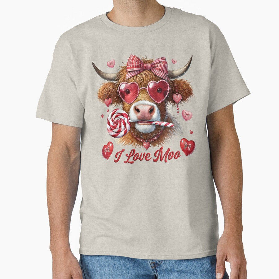 I Love Moo Valentines Highland Cow Design by Graphitti Squad