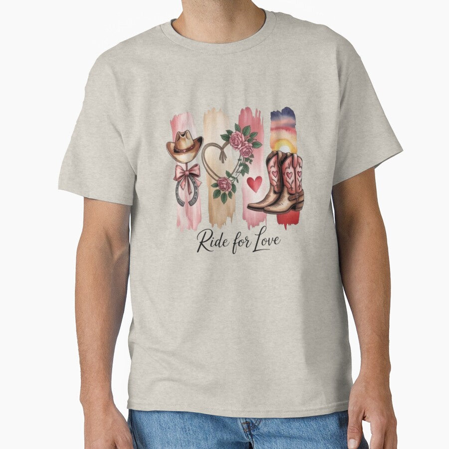 Western Cowgirl RIDE FOR LOVE – Boots, Hat, Horse & Cactus Rustic Desert Aesthetic by Bizertart