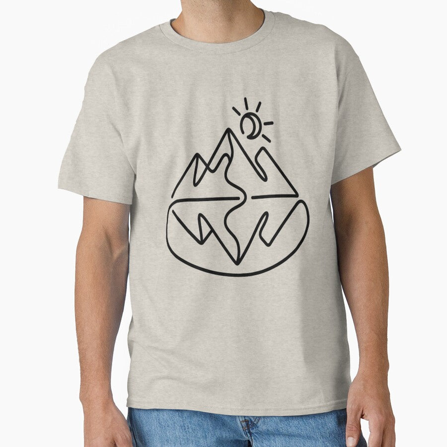 Minimalist Line Art Mountain Reflection Tee-#MinimalistArt # by mo-carnival