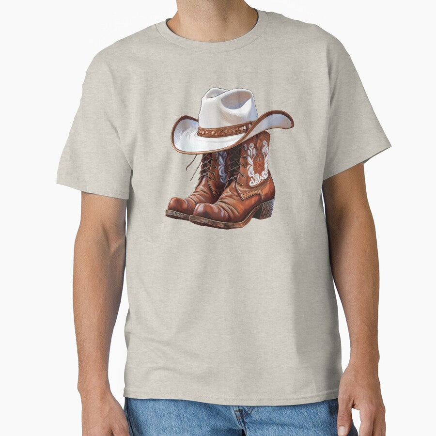 Western style cowboy boots print with rodeo spirit by Clara Fruggeri
