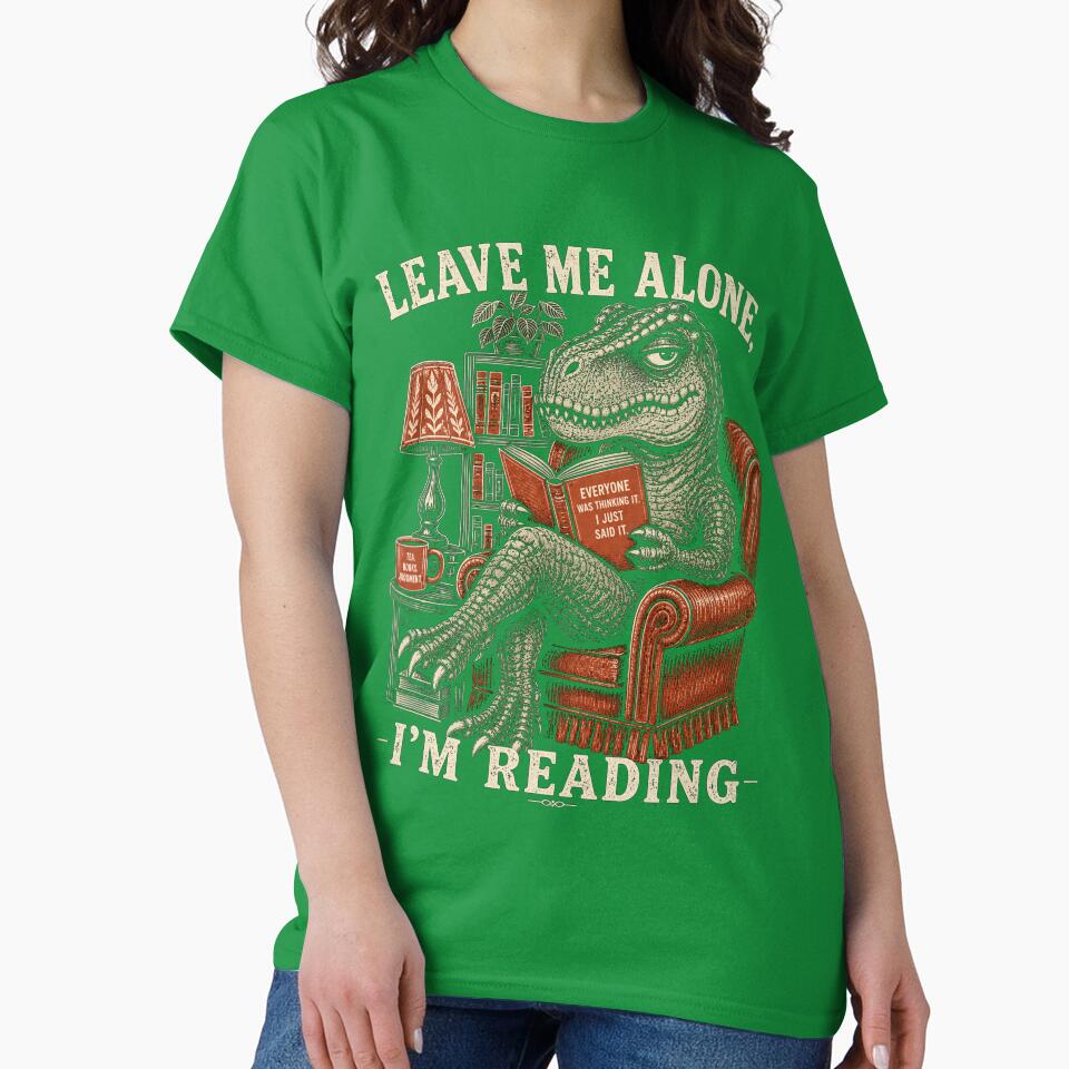 Sarcastic T Rex Reading Books Vintage Retro 2 by BeardWave