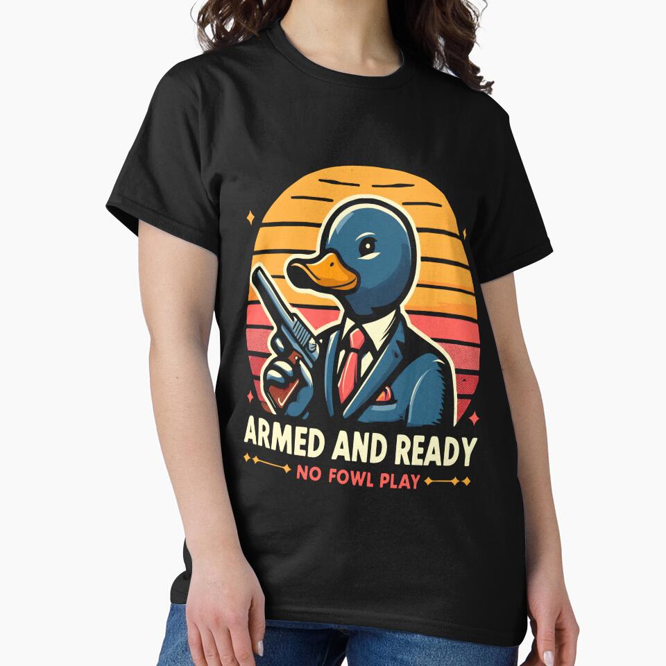 Funny Duck Armed And Ready by KitonicTees