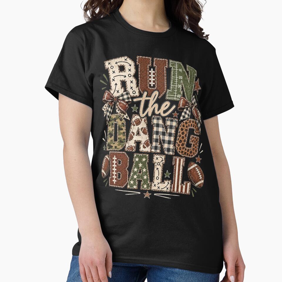 Run the Dang Ball, Funny Football Mom Leopard, Retro Game Day, Touchdown Football Season, Cute Sports Mom Gift by Cchotlan