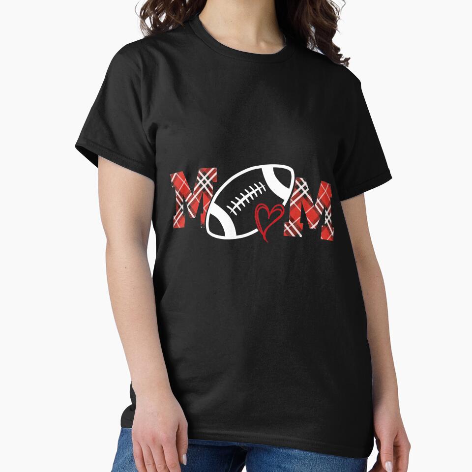 Football Mom tartan Football Love Football Player with heart by shirtscom