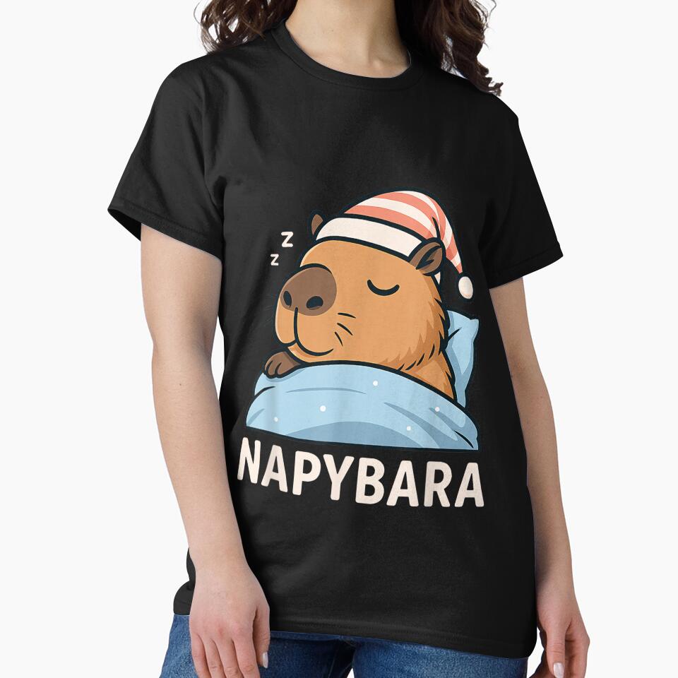 Sleeping Capybara Napybara Sleepshirt Pajamas Art for Men Women Kids , Capybara Gift Lover by DZIRI NAJAT