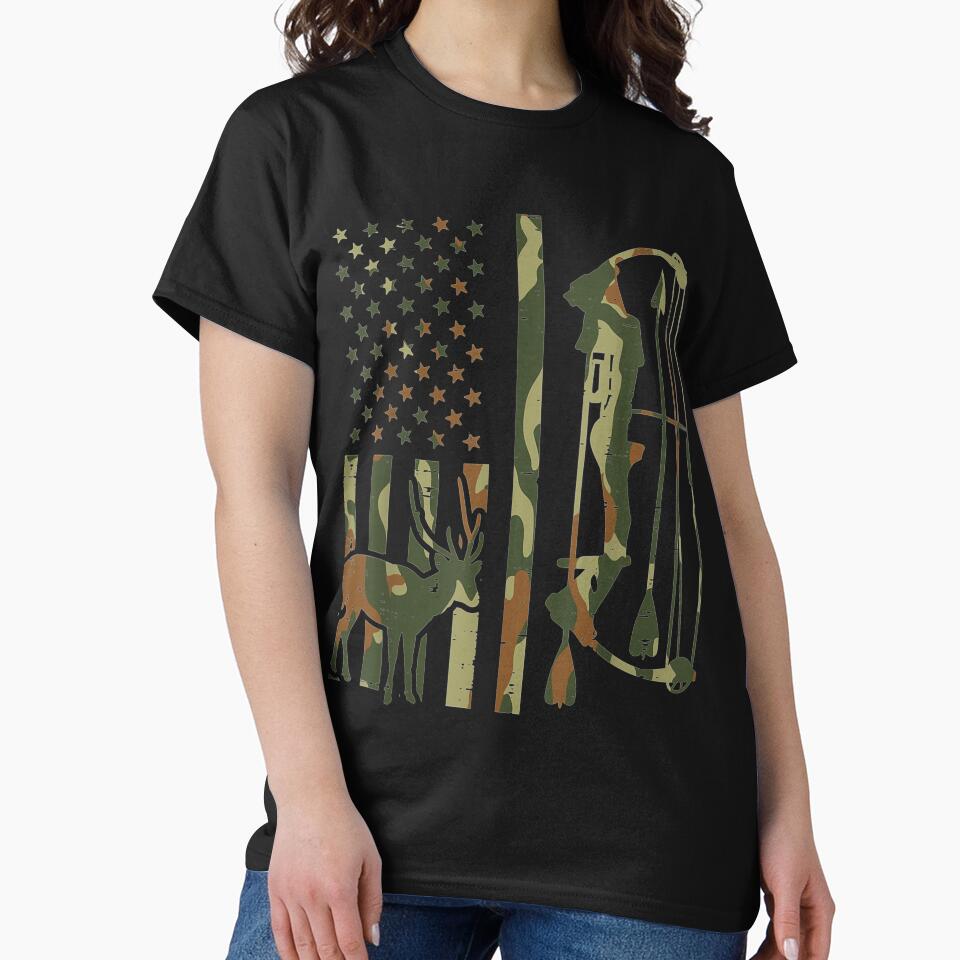 Camo Flag Deer Bow Hunting Patriotic Hunter Dad Archer by ScottSlade