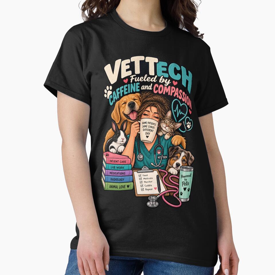 Vet Tech Fueled By Caffeine And Compassion - Funny Veterinary Gift by MOTIFOLK
