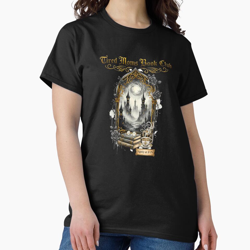 Tired Moms Book Club - Gothic Fantasy Reader & Coffee Art by Frame of Mind