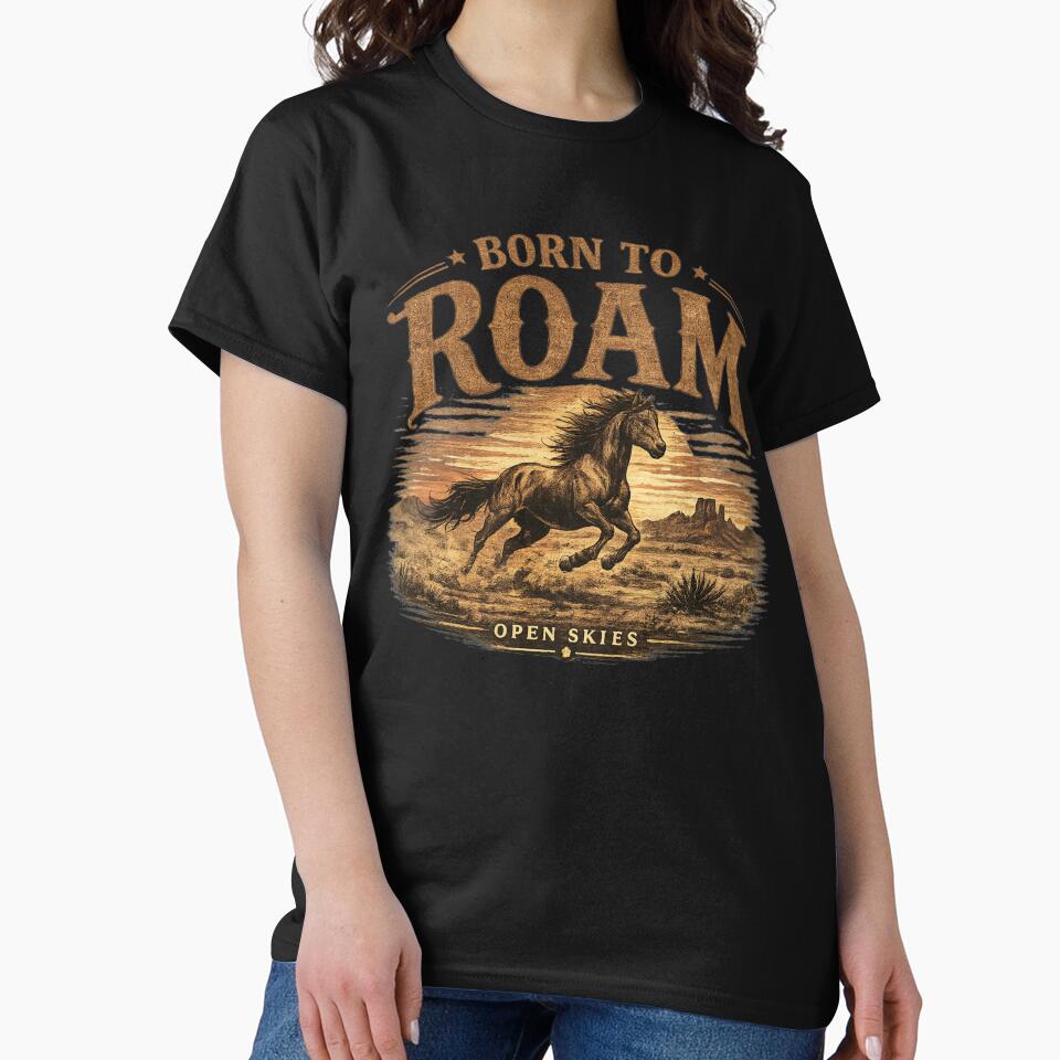 Born To Roam Western Horse Vintage Graphic by Anyshca