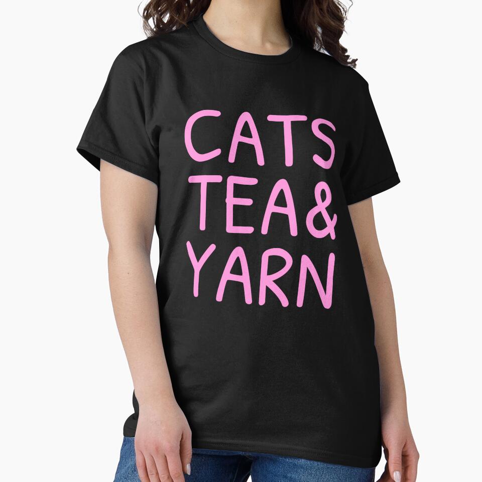 Cats Tea And Yarn Cute Quote Cat Person Knitting Love Tea Sayings by sillyquestions