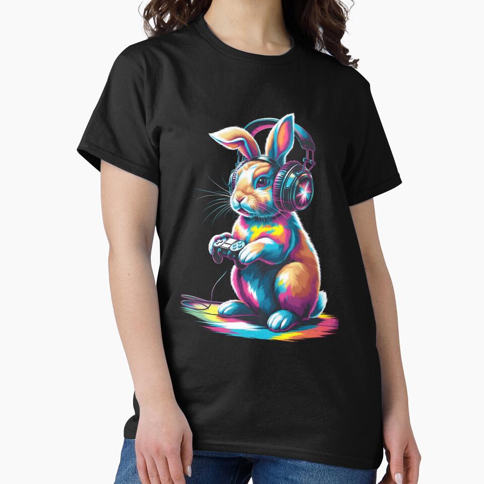 Easter Day Rainbow Cute Bunny Funny Boys Girls Kids Gamer by TalalosART