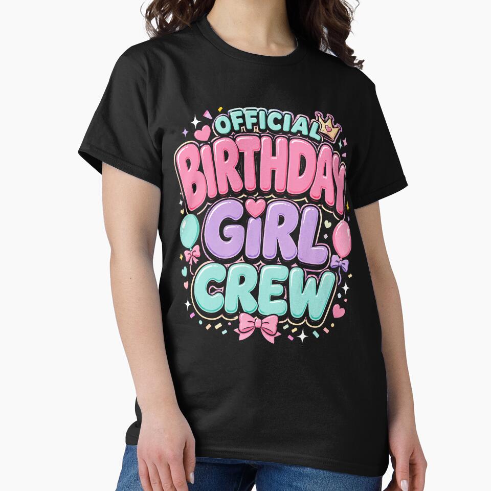 Official Birthday Girl Crew Pastel Party Vibes by Victor Shadehorn