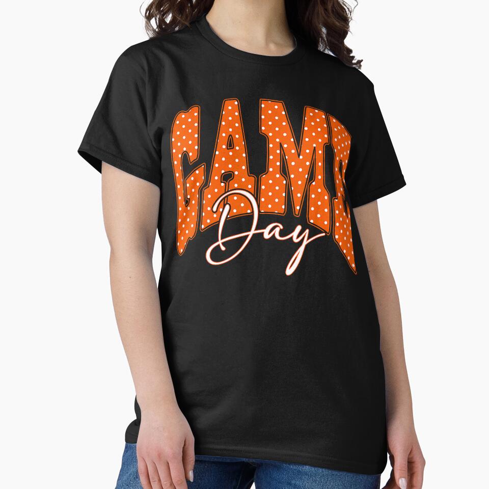 Orange Polka Dot Game Day Football Touchdown Season by Krwasatoune