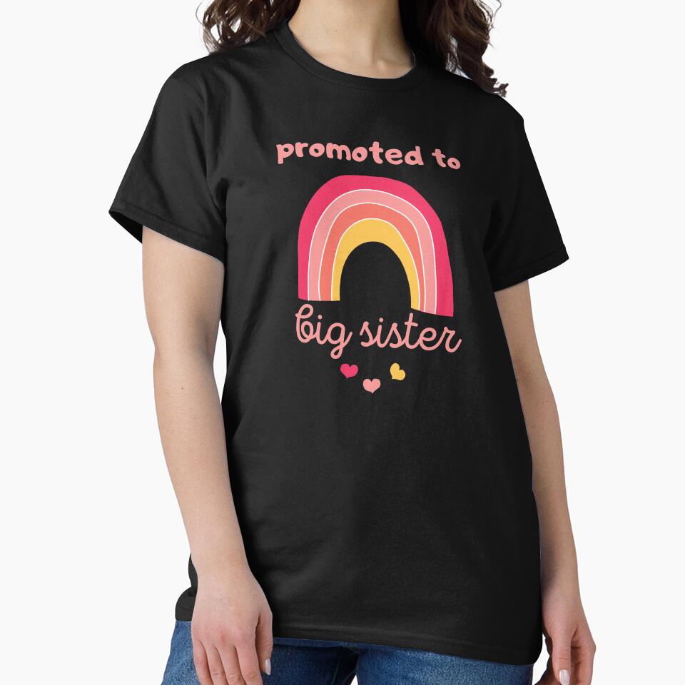 Promoted to big sister - Cute pink rainbow big sister design by Theleochick