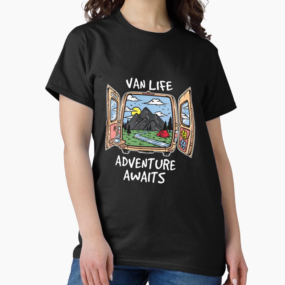 Adventure Awaits Van Life T Shirt - Mountain Nature Road Trip T-Shirt - Camping Shirt for Camper RV - Nature Lover Apparel - Nomad Shirt by CatchUriDesigns