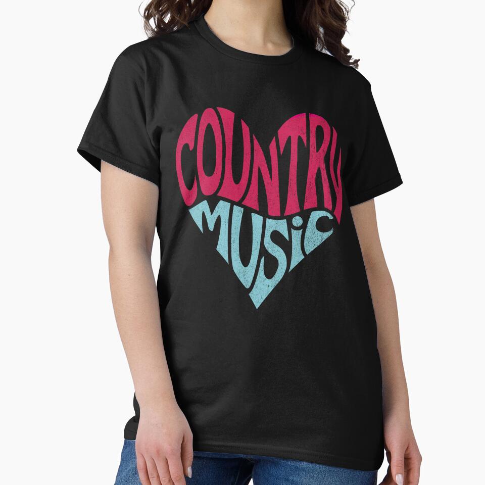 Country Music Heart For Country Music Fans - distressed finish by Phase2Tees