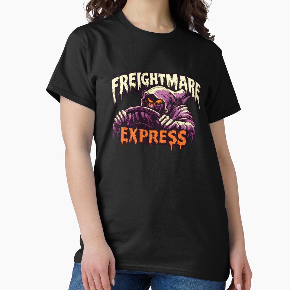 Freightmare Express Halloween Trucker Grim Reaper Driver Spooky Freight Shirt by Lulustarfox