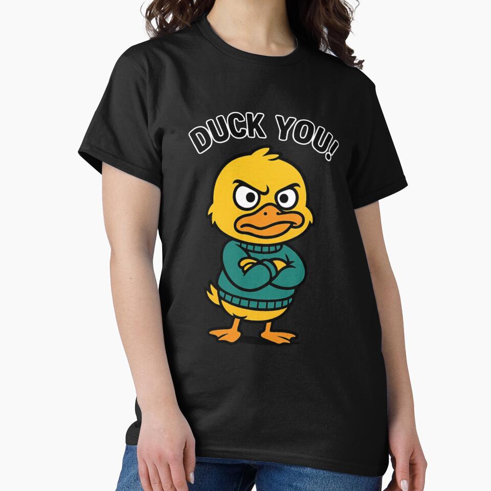 Angry Duck in Sweater – Funny Cartoon Animal Design by SugarTeddys