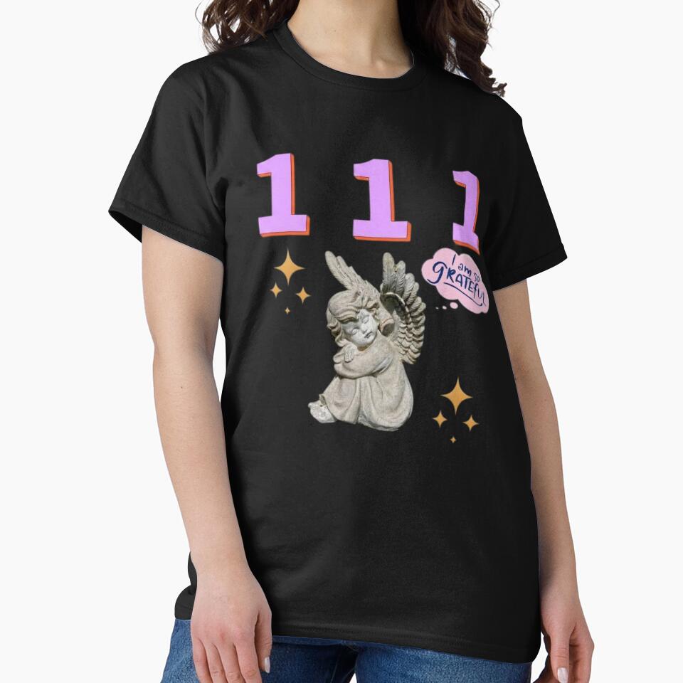 111 Angel Number Design | Aesthetic | Manifest | Manifestation | Grateful | Angels | Spiritual | Gratitude Journals | Pink |  tshirts, mugs, stickers, posters by TeenLake