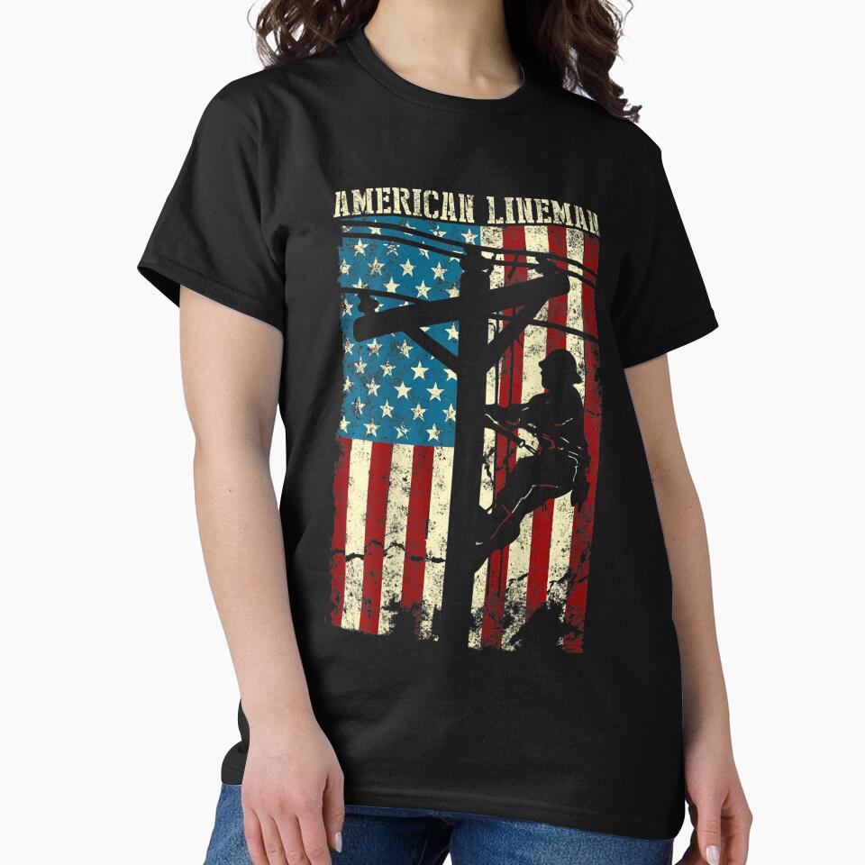 Lineman American flag Electric Cable gift Patriotic Lineman by pleasingvaultin