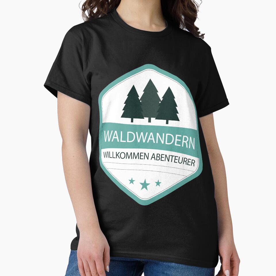 Forest hiking | Welcome adventurer | German hiking | Black hiking t-shirt by Ainbowz-Artwork