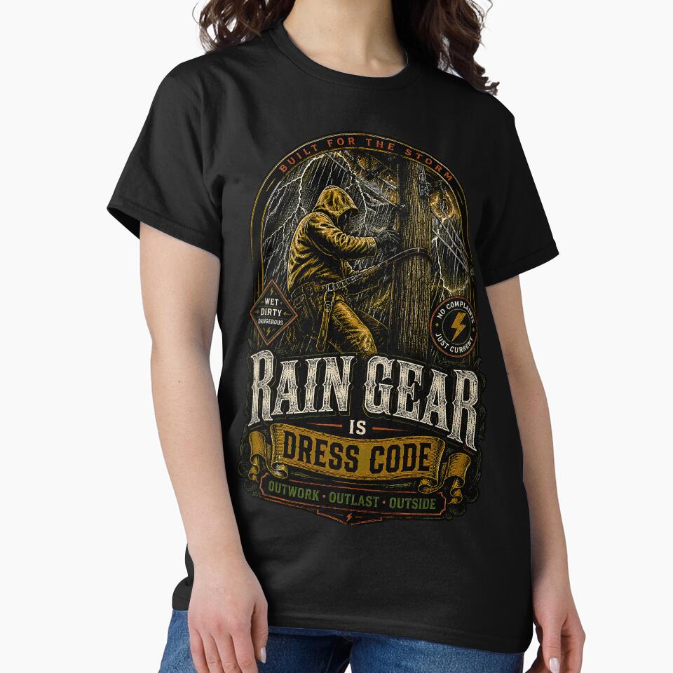 Heavy Storm Lineman Art - Rain Gear Is Dress Code by RoyalOrderGallery