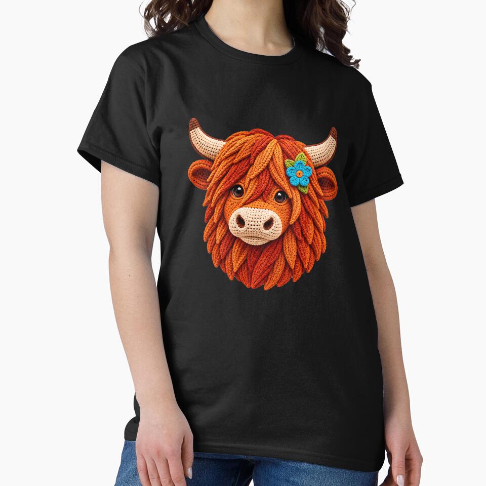 Highland Cow Crochet Art – Cute Colourful Highland Coo Fibre Art by Digital Culture Studio