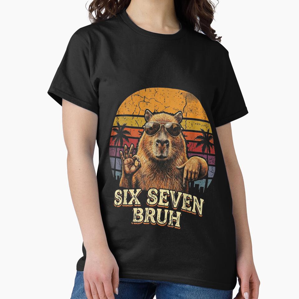Six Seven Bruh 67 Capybara 6 7 Funny Meme Animal 6-7 Art for Men Women Kids , Capybara Gift Lover by DZIRI NAJAT