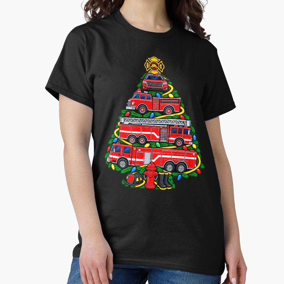 Fire Truck Xmas Lights Firefighter Fire Truck Christmas Tree by clothesy7