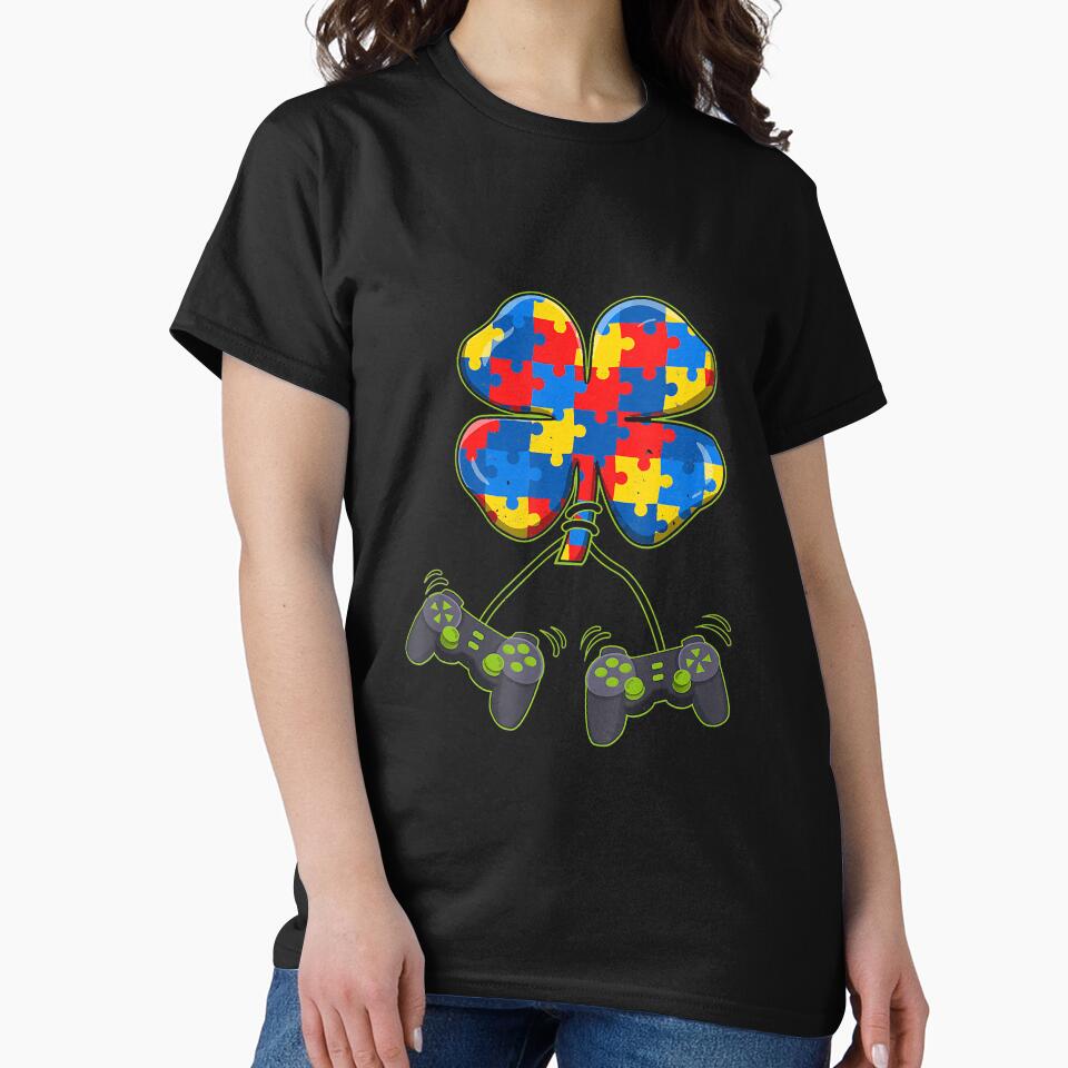 Autism St Patricks Day Video Game Controllers Clover by momecreative