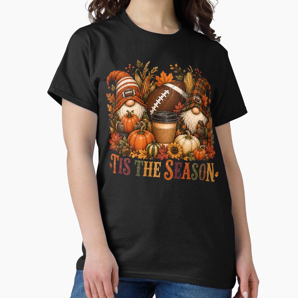 It’s The Season Fall Football Gnomes Pumpkins Autumn Harvest Design by Artbyrome