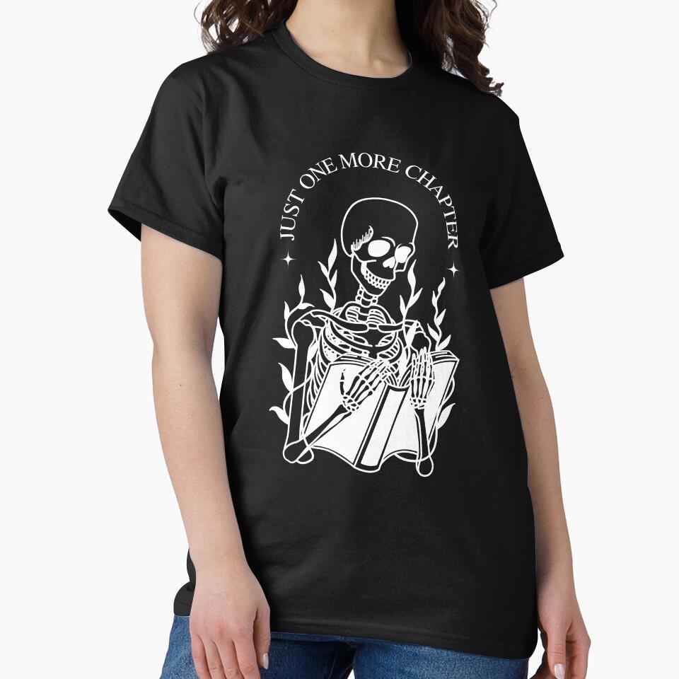 just one more chapter | skeleton reading - black background by catdiasart