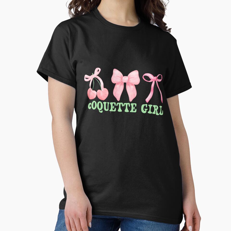 Pink Coquette Girl Cherry, Ribbon, and  Bow Design by Raise2Shine