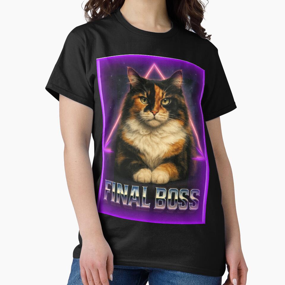 Final Boss Loaf Funny 80s Gamer Cat T-Shirt by catastrocat