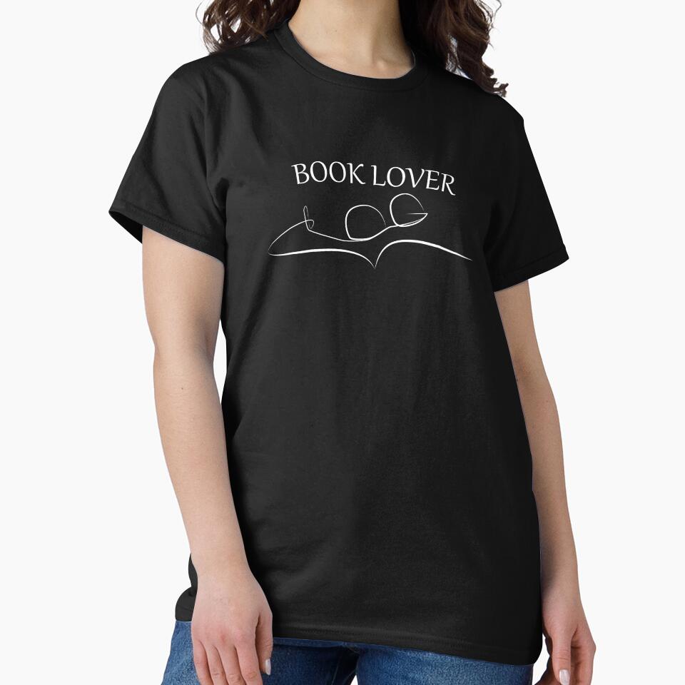 Book lover quote and book with glasses one line drawing. White color by evk-art