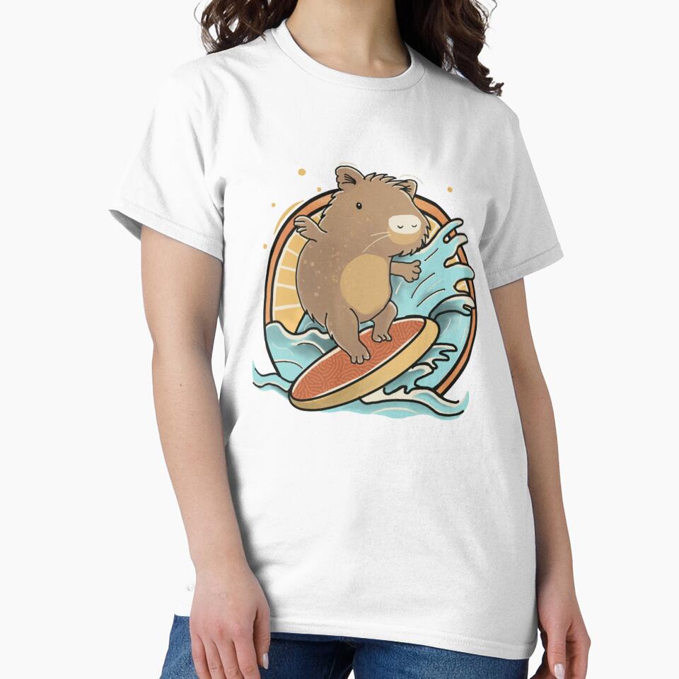 Cute Capybara Surfing at the Beach by EclipseThreads