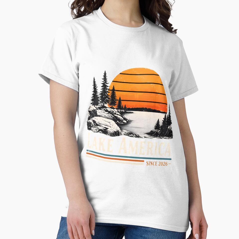 Vintage Lake America Aesthetic - Retro Patriotic Lake Life, Boating & Outdoor Camping Art | ⭐⭐⭐⭐⭐ by shahroozj