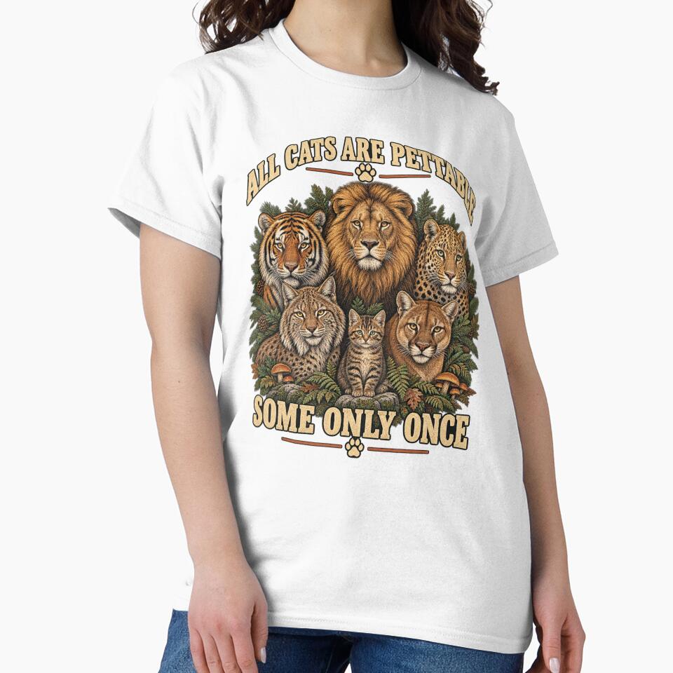 All Cats Are Pettable Some Only Once Vintage Wildcat T-Shirt by DijaMar