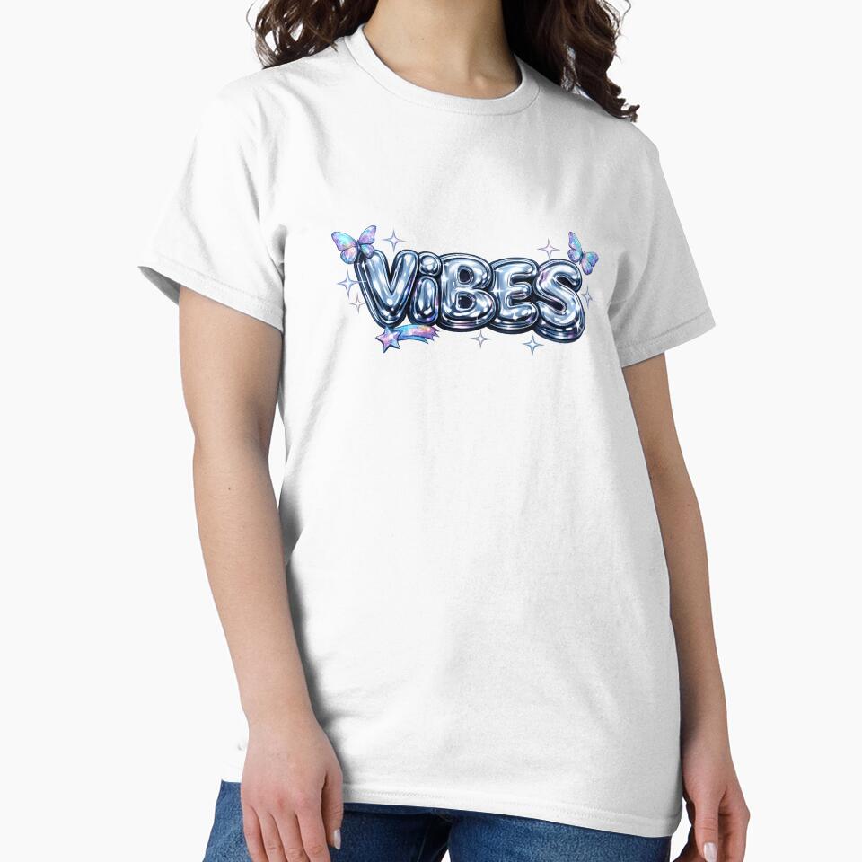 Vibes Glossy Chrome Bubble Text by Inkworksbyshery