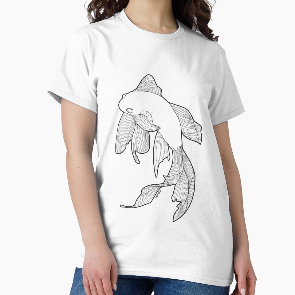 Minimalist Koi Fish Line Art by AniMoleStudio