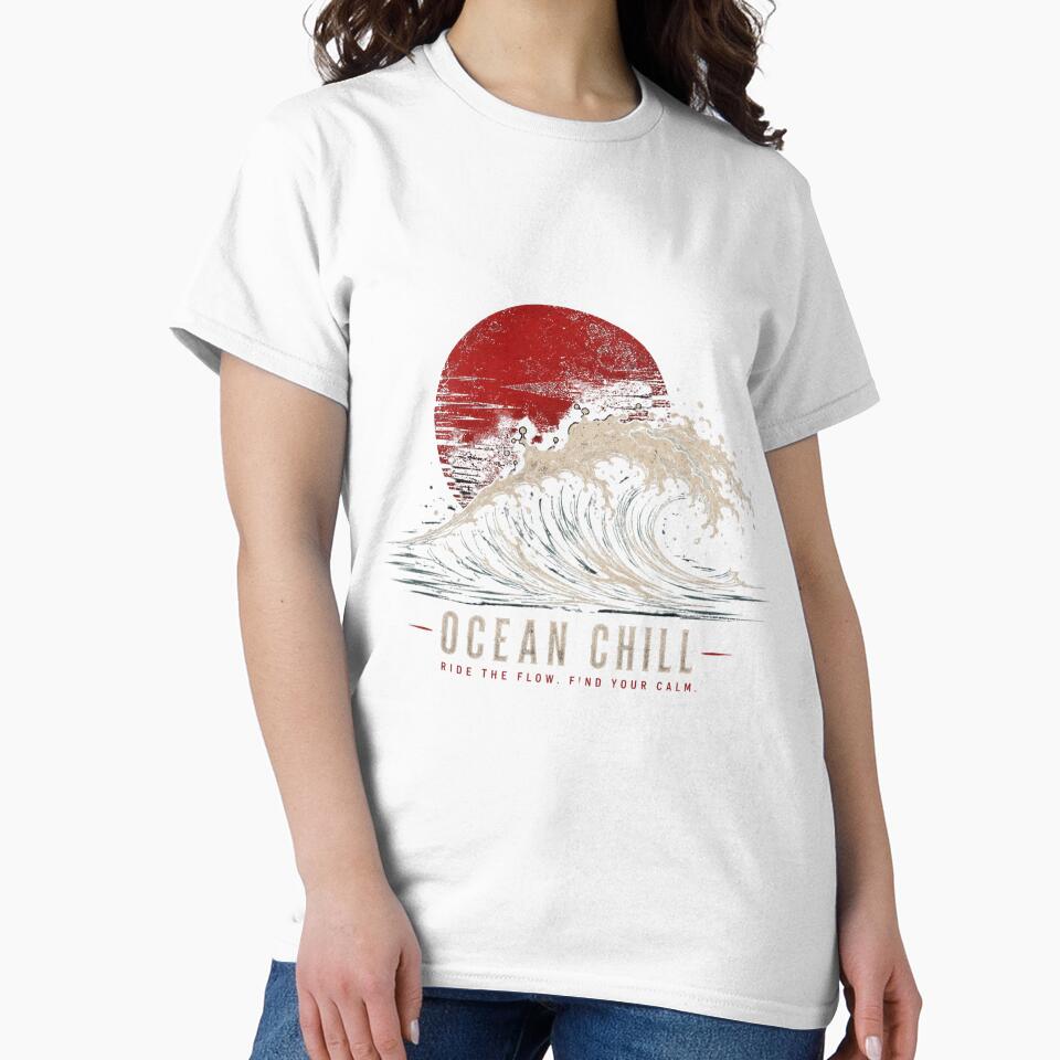 Ocean Chill Wave T-Shirt – Japanese Vintage Surf Aesthetic Tee by Sarcastic Meme Tees Studio