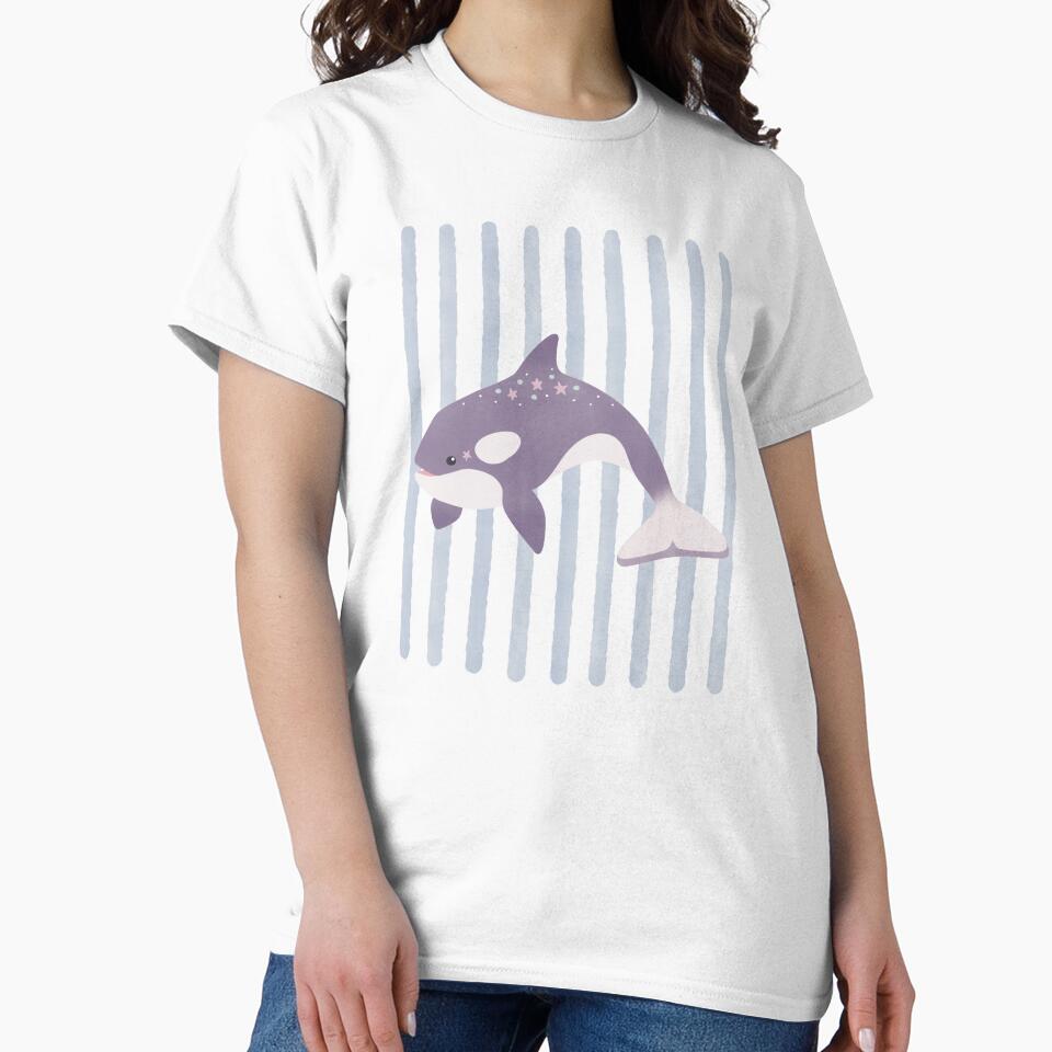Cute Starry Orca Watercolour Stripes by winterpumpkin