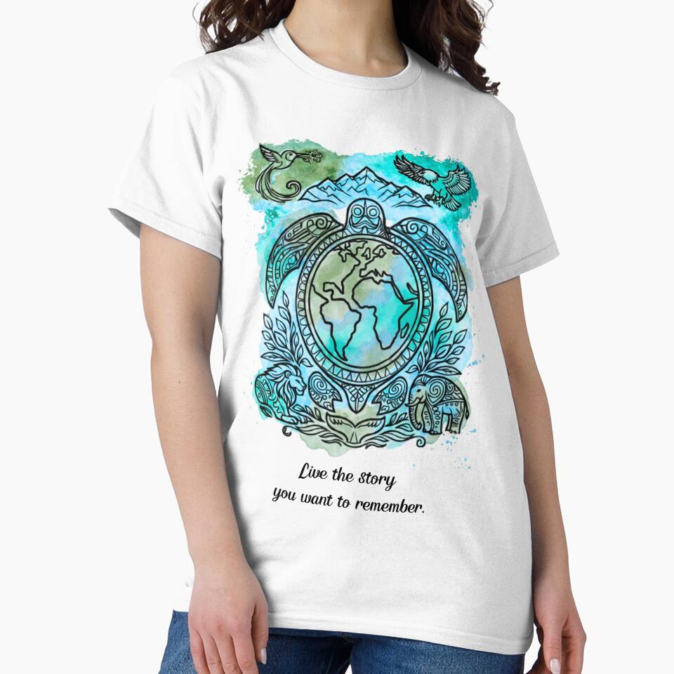 Live The Story Quote Turtle Sticker and T-Shirt by ROARSOME DESiGNS