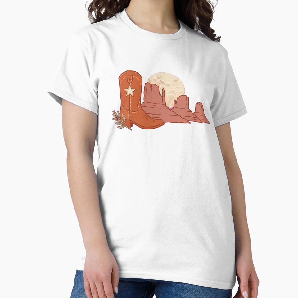 Cowboy Boot Desert Mesa Vintage Travel Illustration by Ninjacatoff