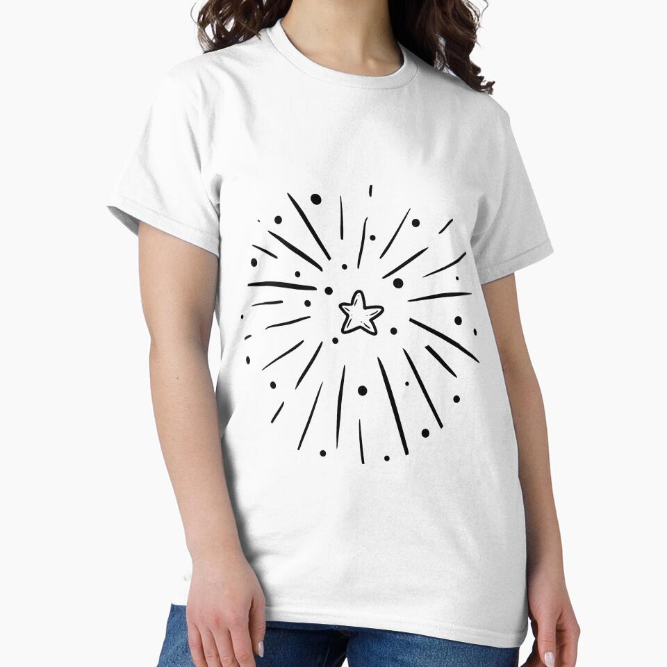 Star with fire work splash doodle hand drawing line art by asbno19