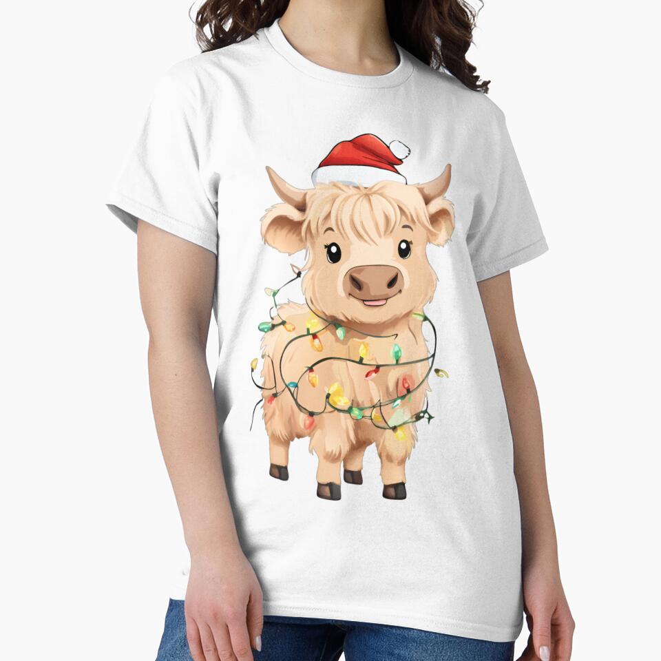 Christmas Highland Cow by printmala