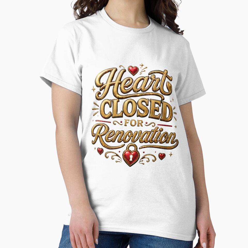 Heart Closed for Renovation, Funny Breakup Quote Shirt, Self Love Healing Typography by JagrDesigns