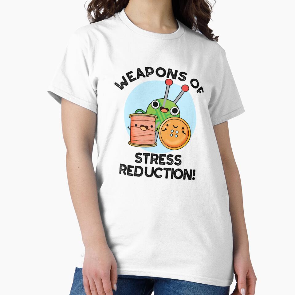 Weapons Of Stress Reduction Funny Knitting Puns by punnybone