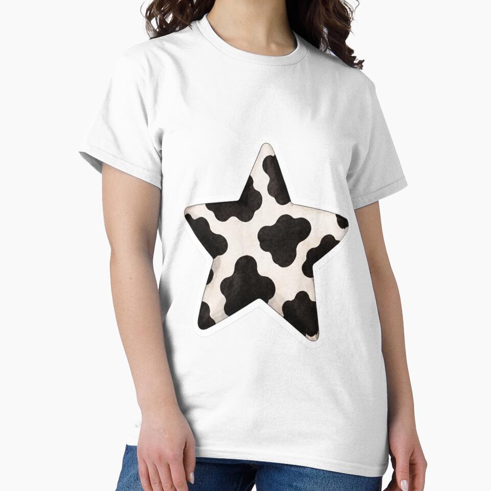 Cow Print Star Aesthetic Sticker by Velvet Cherry Studio