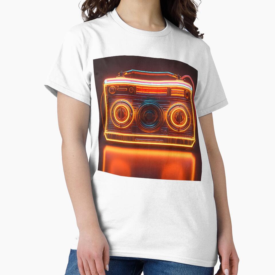 Vintage Boombox Neon, 3d Render, Warm Orange by Checho30